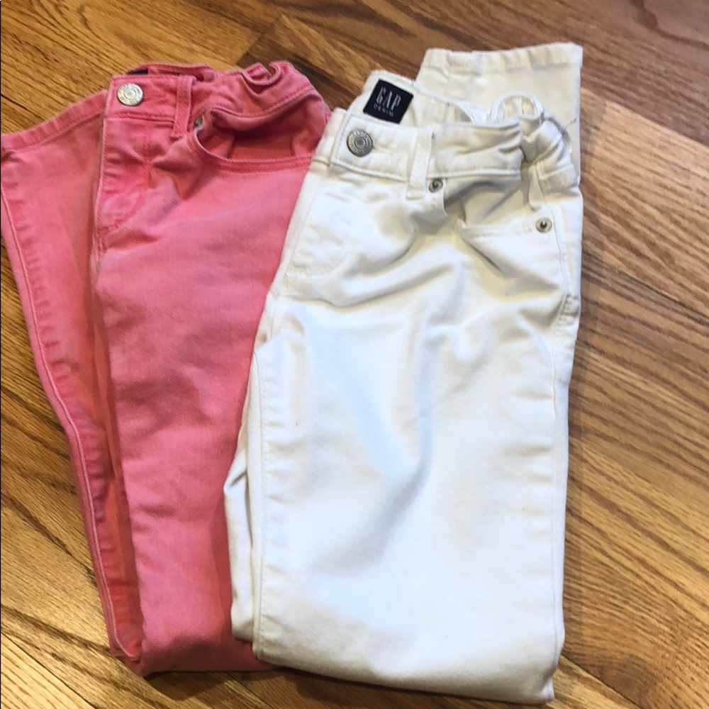2 Girls size 10 skinny white&pink denim jeans